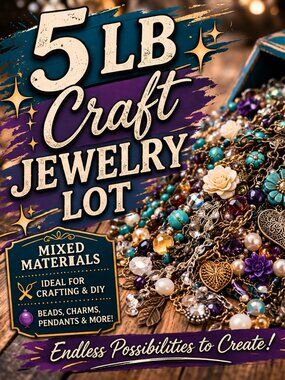 5 LB Craft Jewelry Lot - Mixed Materials Ideal For Crafting and DIY